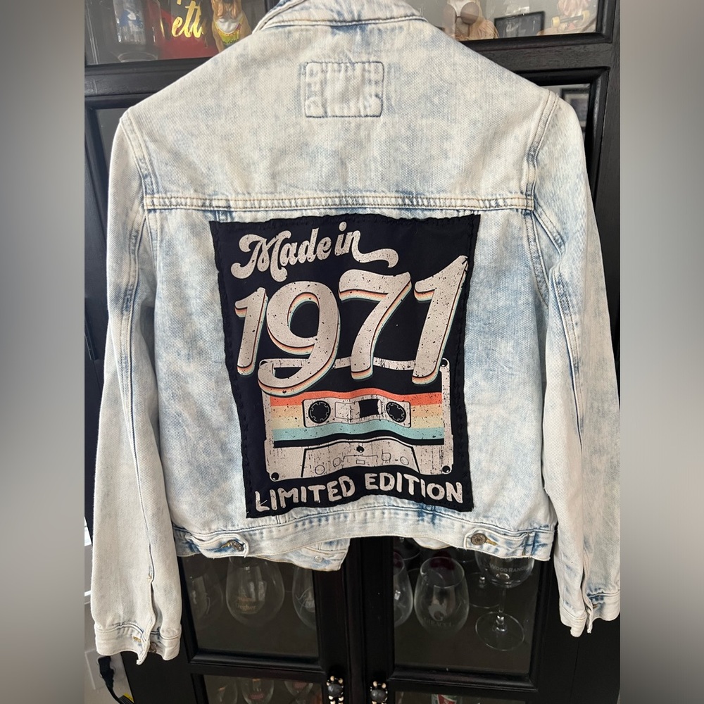One of a kind denim jacket with 1971 patch
